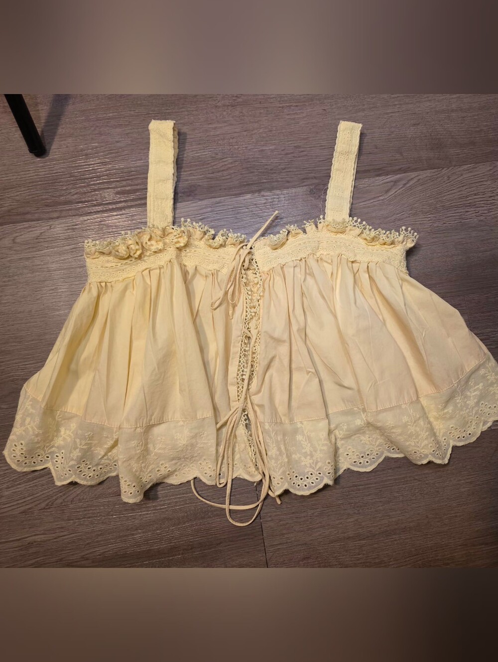 Women’s Cream Eyelet Ruffle Tank Top